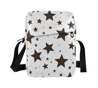 KLL Black and White Illustration Design Stars Brown messenger bag for women Vegan Leather Small Crossbody Bag Women Travel Shoulder Handbags