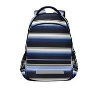 KLL Black Blue and White Stripes outdoor backpack kids with large books bag for middle school mochilas para la escuela