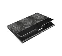 KLL Black Retro Warrior Ultra-Thin Business Card Holders with Leather & Stainless Steel Credit Card Cover for Protects Your Cards tarjetero para Hombre