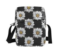 KLL Black White Checkered White Daisies messenger bag Vegan Leather Shoulder Bag For Woman Casual Shoulder Handbags For Women