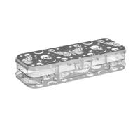 KLL Black & White Moths Skull Pattern Designed Clear Pencils Box