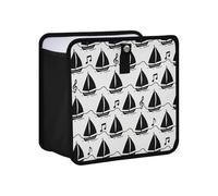 KLL Black White Note Sailing Boat Hanging Foldable Portable Trash can Hanging Gifts for New car Owner Container bin for Women Men Road Trip Essentials