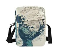 KLL Black White Skeleton Musicians Surreal Style small messenger bag for women Vegan Leather mens shoulder bags crossbody Travel Shoulder Handbags For Women