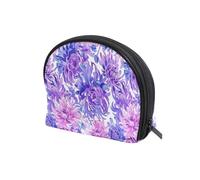 KLL Bloom Flower Chrysanthemum Adventure Lavender Half Moon Travel Makeup Bags Lightweight Makeup Case Storage Bag Cosmetic Bags For Purse for Essentials For Women