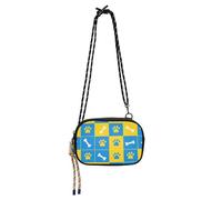 KLL Blue and Yellow Paw Prints Bones Small Black Crossbody Purse for Men Waterproof with Adjustable Strap Cell Phone Bag Take a walk