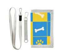 KLL Blue and Yellow Paw Prints Bones Trifold Slim Wallets for Womens pop Colorful Wallets for Men Money Clip with Lanyard