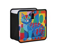 KLL Blue Cat in The Style of Picasso-Style Hanging Foldable Carbage Can Car Garbage Hanging car Garbage can Organizer bin Fit for All Cars