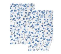 KLL Blue Ditsy Strawberry microfiber spa towel large hand towels for bathroom facial washcloths for women face and hand towel set towels white cotton set of 2,Size 16"x28"
