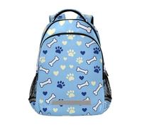 KLL Blue Dog Bone Paw Print Heart customized kids backpack with large bookbag for child mochilas para ni?as de 12 a?os