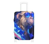 KLL Blue Funny Animal Baboon 4th Of July Independence Day Elastic large luggage covers for suitcases Dustproof suitcase covers travel essentials Fit 18-32 Inch Luggage, blue funny animal Baboon 4th of