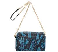 KLL Blue Hands Reaching Out Fashion Small Crossbody Bag For Women Vegan Leather Cross Body Purses Zip Shoulder Handbags