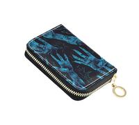 KLL Blue Hands Reaching Out Leather Wallet Card Holder with Cion Purse RFID Blocking Women Card Holder with Zipper