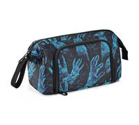 KLL Blue Hands Reaching Out Pencil Case Organizer Large Capacity Pencil Case Zipper Portable for Boys Kindergarten