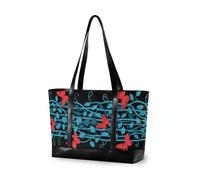 KLL Blue Vines Red Butterflies Art Deco essentials laptop handbag with zipper womens work tote bag Large Handbag for mom with lunch cartera para laptop de mujer
