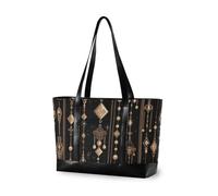 KLL Boho Black Gold Chain essentials work bags for women with zipper bag for women work Large Handbag for Travel Gym Vacation with diaper bolso de trabajo para mujer