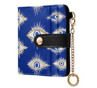 KLL Boho Evil Eye Magic Blue Women's Folding Wallet Portable PU Leather Wallet for Women Boys Girls