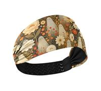 KLL Boho ghosts Wildflower Vintage Floral Halloween Moisture Wicking fashion headbands Elastic sweatband for Running tennis Volleyball