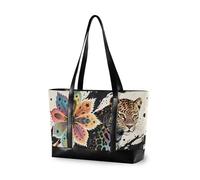 KLL Boho Mandala Flowers Leopard Colorful Waterproof bag for women 14 with zipper womens tote Large Handbag for flight with tablet bulto para laptop