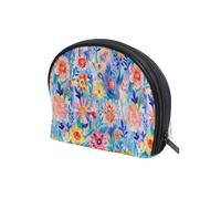 KLL Boho Style Colorful Bloom Half Moon Travel Bags For Women Essentials Cosmetic Bag Organizer Change Purse for Large Cosmetic