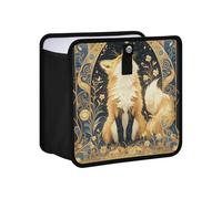 KLL Boho Style Golden Fox Hanging Foldable Camp Trash can Hanging can with lid and Storage Trash bin for Women Men Road Trip Essentials