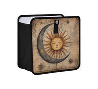 KLL Boho Vintage Moon and Sun Hanging Foldable Car Garbage Container Hanging car Trash can for Women Garbage bin for Women Men Road Trip Essentials