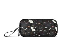 KLL Boo Black White Halloween Nylon Teen Pencil Bag Big Capacity Pencil Case with Compartments Stationery Organizer for School Teen Boys