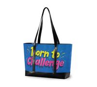 KLL Born To Challenge Sturdy work tote bag for women with zipper nurse work bags Large Handbag for yoga with tablet maletín para laptop mujer
