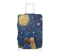 KLL Boy and Dog Stars Moon Dreamy Elastic covers for luggage Scratch-Resistant Fit suitcase covers luggage protector Fit 18-32 Inch Luggage, boy and dog stars moon dreamy, L 26-28 in
