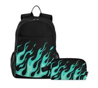 KLL Boy Backpack With Lunch Bag Flowing Fire Giraffe Mint Green