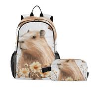 KLL Boy Backpack With Lunch Bag Sweet Capybaras White