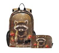 KLL Boy Backpack With Lunch Bag Sweet Raccoon Terracotta