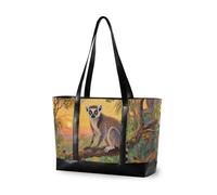 KLL Brown Rings-tailed Lemur Jungle fashion women 14 inch laptop tote with zipper work handbags for Travel Essentials Beach Gifts Birthday Gifts for Women with bolsos secret para