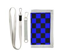 KLL Buffalo Plaid Check Black Blue Trifold Mens Trifold Wallet for Birthday Gift Minimalistic Colorful Wallet Money Clip for Men with Lanyard