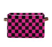 KLL Buffalo Plaid Check Black Deep Pink storage baskets, collapsable and waterproof decorative baskets with sturdy handle bags Decorative Decorative set of 2 for home home baby