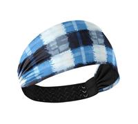 KLL Buffalo Plaid Check Blue Moisture Wicking soft headbands Stretchy wide head bands for women's hair for Workouts washing face Daily use