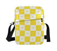 KLL Buffalo Plaid Check Gold White Heart messenger bag Vegan Leather cross body bag men Casual Woman Handbag Shoulder Strap