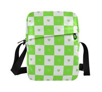 KLL Buffalo Plaid Check Heart Green men's messenger bag Vegan Leather cross body bag men Shopping Handbag For Travel