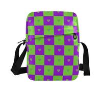 KLL Buffalo Plaid Check Heart Green Purple messenger bag for women crossbody Vegan Leather mens shoulder bags crossbody Shopping Shoulder Handbag
