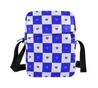 KLL Buffalo Plaid Check White Blue Heart messenger bag Vegan Leather men's shoulder bag Casual Lady Shoulder Handbags