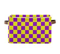 KLL Buffalo Plaid Check Yellow Violet storage baskets, foldable and waterproof baskets for storage containers with sturdy handle organizing blankets blankets 2 Piecing for house house sheet