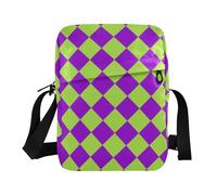 KLL Buffalo Plaid Green Purple mens messenger bag crossbody Vegan Leather over the shoulder bags for men Travel Lady Shoulder Handbags