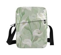 KLL Calla Lily Flower Pastel Colors Mint Green messenger bag for men Vegan Leather over the shoulder bags for men Casual Shoulder Hand Bags