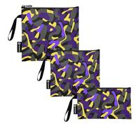 KLL Camouflage Yellow Purple Black 3 Pcs Reusable Zipper Snack Bag Waterproof Diaper Bag Organization for Camp Friends and Gear