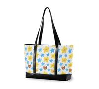 KLL Cantoon Blue Yellow Stars Cute Bears essentials bag with zipper with zipper bags for work Large Handbag for Travel Pool Swim Beach Vacation Necessities with bulto para laptop