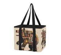 KLL Car Trunk Organizer Eco Friendly Reusable Bags Crazy Creature Brown Bear Robotic Large Capacity Foldable Tote Bags with Hard Bottom & Long Handles for Car Truck Organizer, 1 Pack