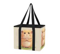 KLL Car Trunk Organizer Reusable Grocery Bag Praying Little Hamster Large Tote Bag Are Foldable with Reinforced Bottom for Picnic Outings, Camping Trips, 1 Pack