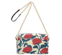 KLL Carnation Ethnic Art Style Fashion Fashion Small Crossbody Bag Women Vegan Leather Casual Purse Zip Shoulder Crossover Bag