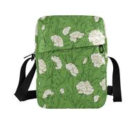 KLL Carnation Lace Grass Green small messenger bag for women Vegan Leather crossbody bag men Casual Shoulder Handbags