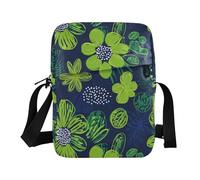 KLL Carnation Lime Green and Navy Blue messenger bag for women Vegan Leather over the shoulder bags for men Travel Woman Handbag Shoulder Strap