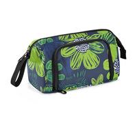 KLL Carnation Lime Green and Navy Blue Pencil Case Large Capacity Zipper Pencil Case Lightweight for College Student School Supply